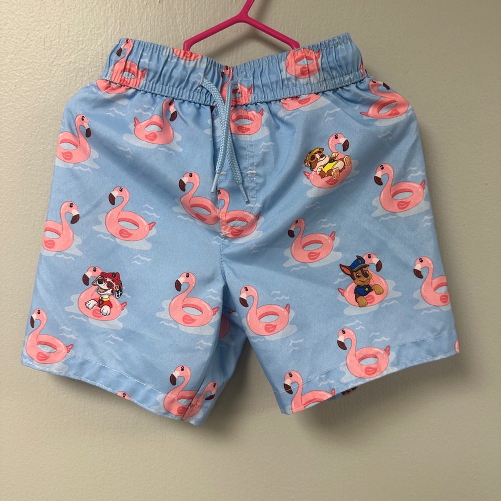 Nickelodeon Paw Patrol Flamingo Swim Trunks Blue Toddler Boys 3T Board Shorts